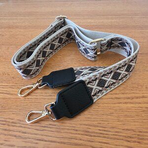 NWOT! Brown/Black/Beige Replacement Strap w/Gold-tone Hdwr & Faux Leather Tabs